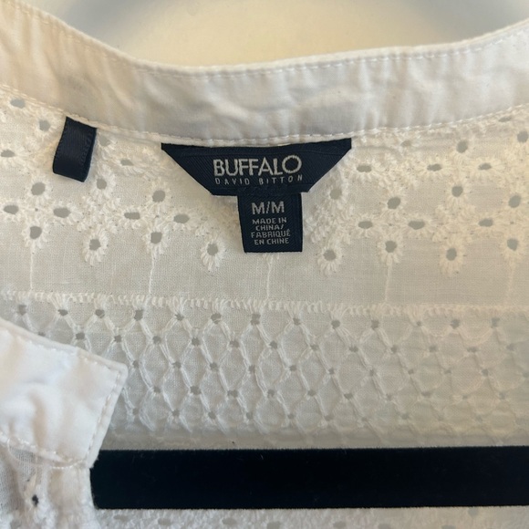 Buffalo David Bitton White Lace Accent Blouse - Picture 3 of 6